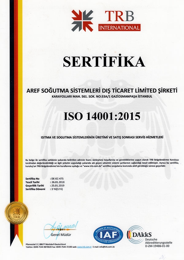 Aref Soğutma TRB ISO 14001:2015